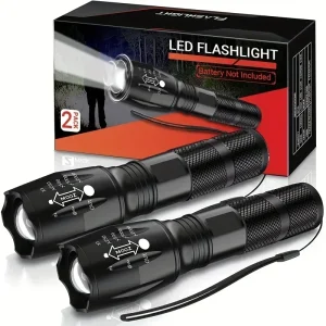 Lanterna Tática LED T6 de Alta Potência – 5 Modos, Zoom Ajustável e Corpo em Liga de Alumínio