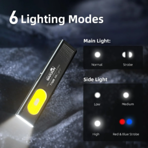 Lanterna-Chaveiro Warsun T7 – USB-C Recarregável 600 lm, COB, Ímã e Múltiplos Modos