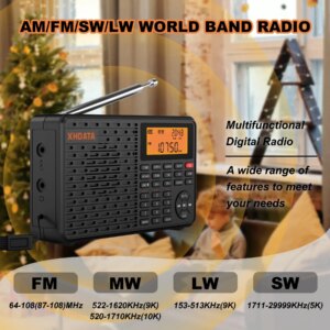 Rádio Portátil Digital - AM/SW/MW/LW com Bluetooth, TF Card e Funções de Alarme - XHData D‑109 Robusto, Simples e Eficaz