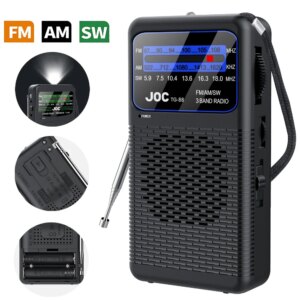 Rádio Raíz de Bolso AM/FM/SW – Portátil, Pilha, com Luz LED e Entrada de Fone de Ouvido 3,5 mm - Robusto, Prático e simples.
