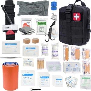 Kit de Primeiros Socorros 156 Itens – Bolsa Portátil 30 em 1 para Viagens, Camping e Emergências Domésticas